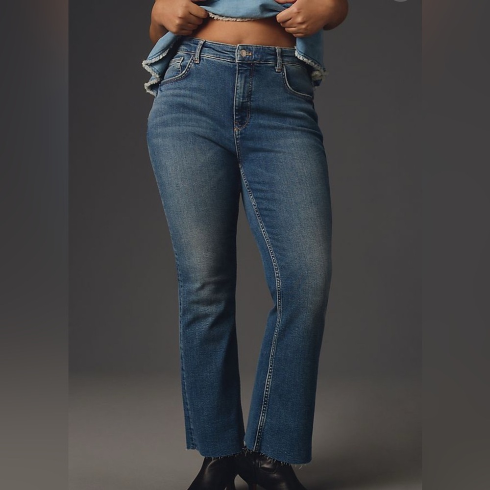 Pilcro The Yaya Women's Crop Flare Leg Blue Jeans